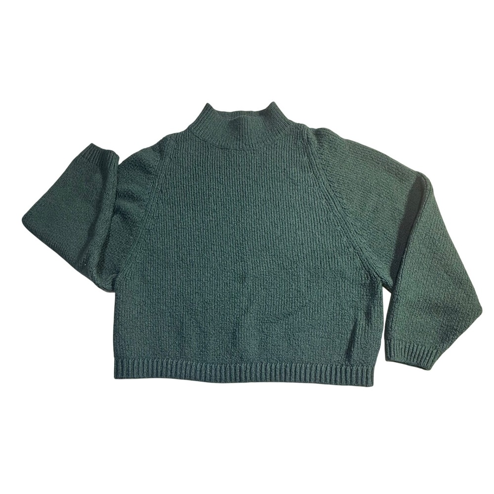 Old Navy Womens Go-Recycled Mock Neck Ribbed Sweater Forest Green Medium-2195